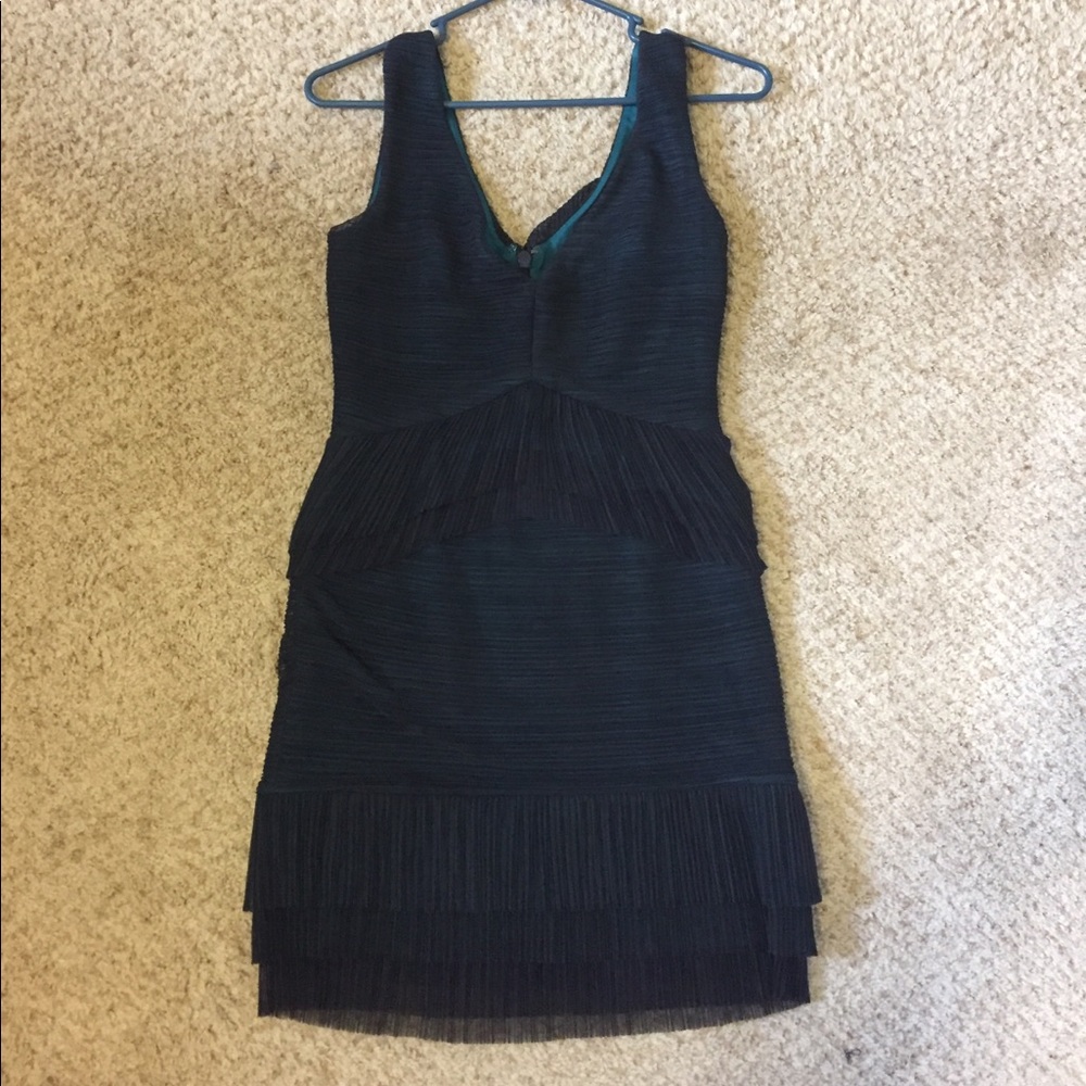 Form fitting navy and teal dress